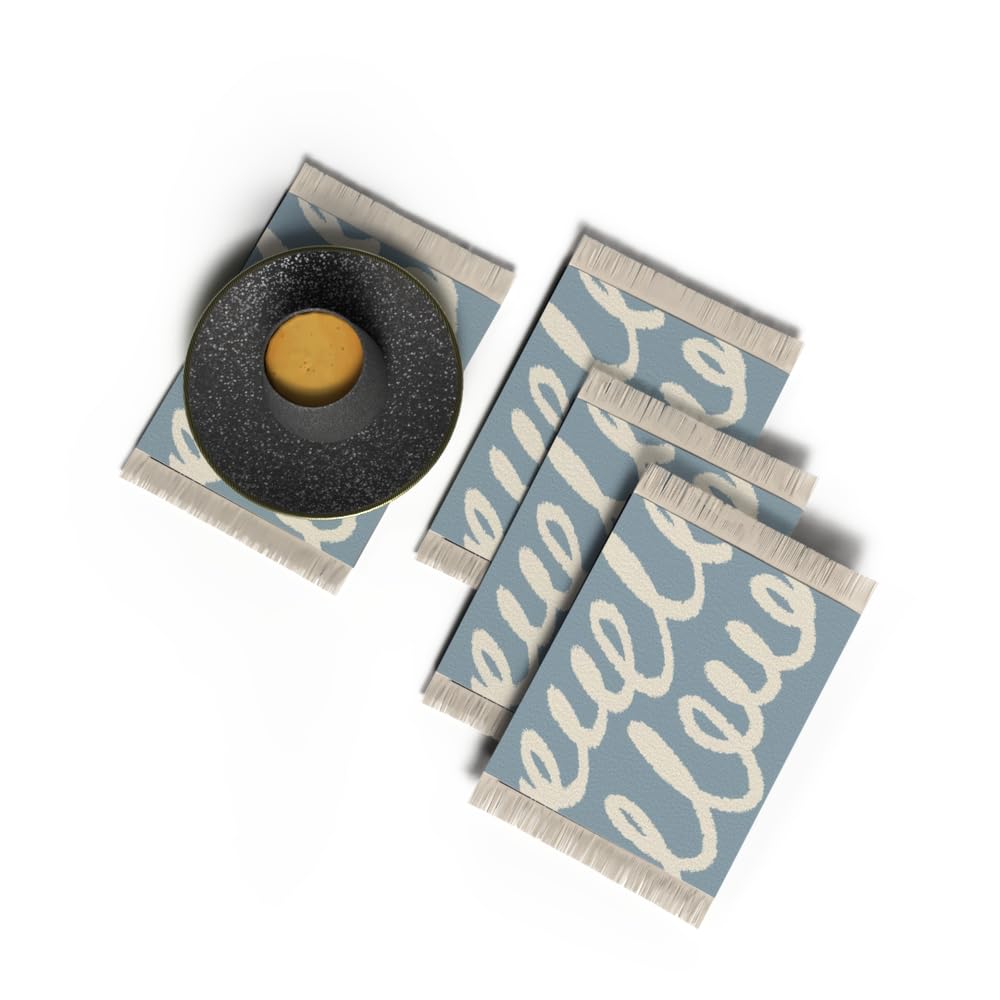 Rug Coaster - Elegant and Durable Mini Rug Coasters for Coffee Table, Dining, and Home Decor - Ultra-Soft Microfiber Polyester - Set Of 4