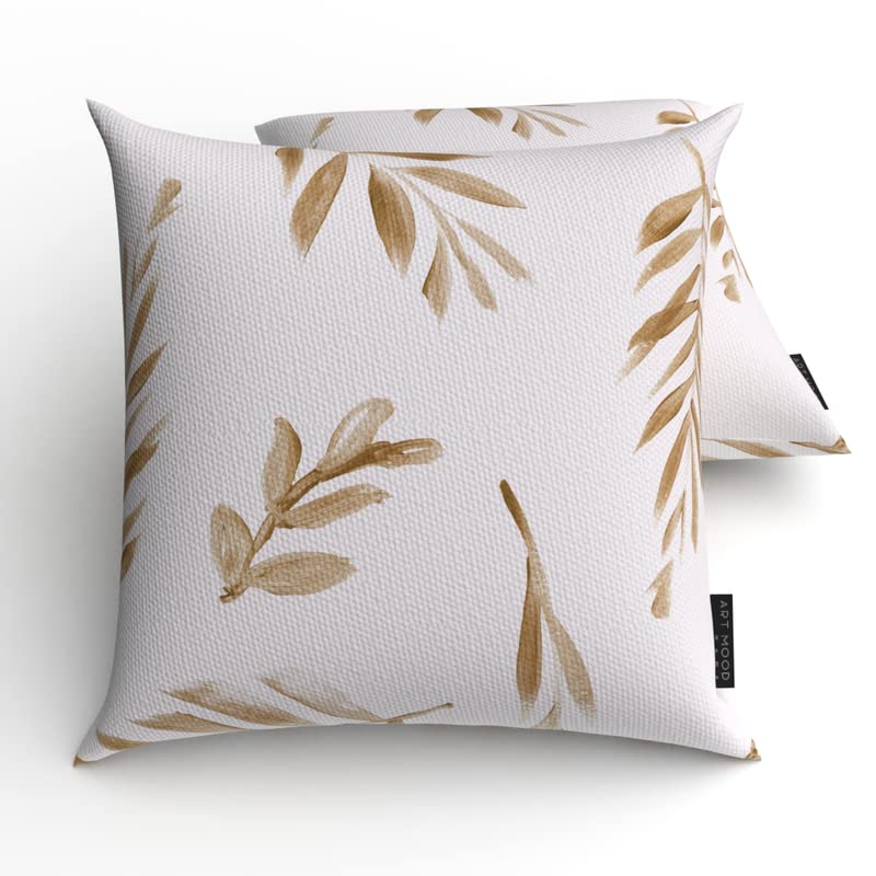 Eve Canvas Cushion Cover in Gold & White, a durable decorative pillow with an elegant and glamorous metallic pattern, 40x40 cm, perfect for adding a touch of chic sophistication to your decor