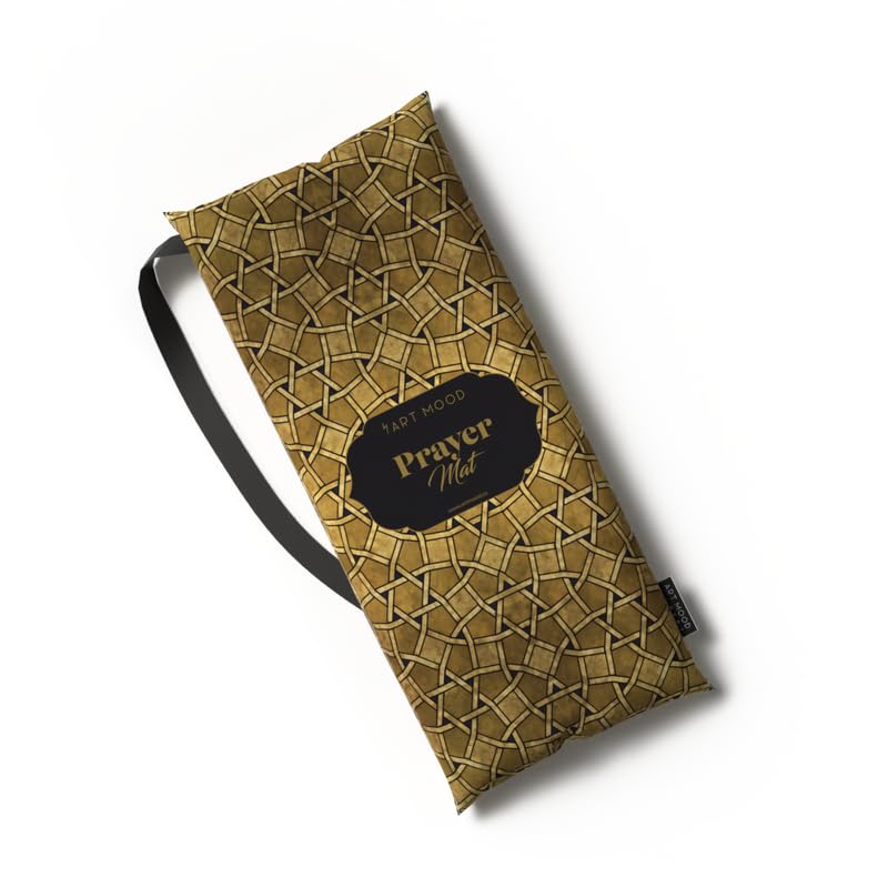 Luxurious Velvet Padded Prayer Rug in Gold and Black, 68x117 cm, a thick and soft mat with extra cushioning for superior comfort during prayer, ideal for knees and forehead support