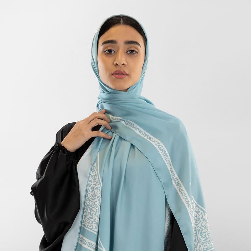 Isdal Al-Qubba Women's Prayer Dress, a One-Piece Garment in Blue & Black made from Soft Satin for Full Coverage and Comfort, One Size Fits All, an Ideal Prayer Abaya for Muslim Women