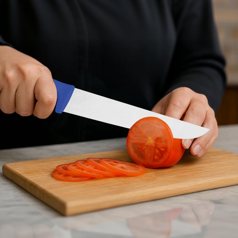 Professional Meat Knife – 10-Inch Stainless Steel Blade with Blue Textured Polypropylene Handle – Precision Cutting Tool