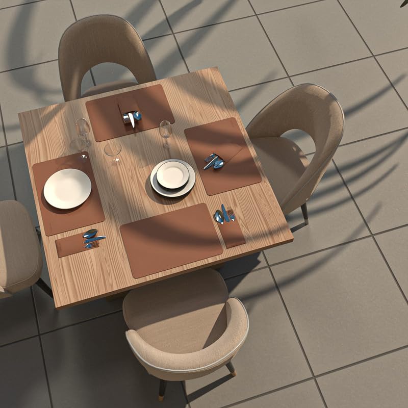 Leather Placemats -Durable Placemats for Dinner Plates and Dining Tables