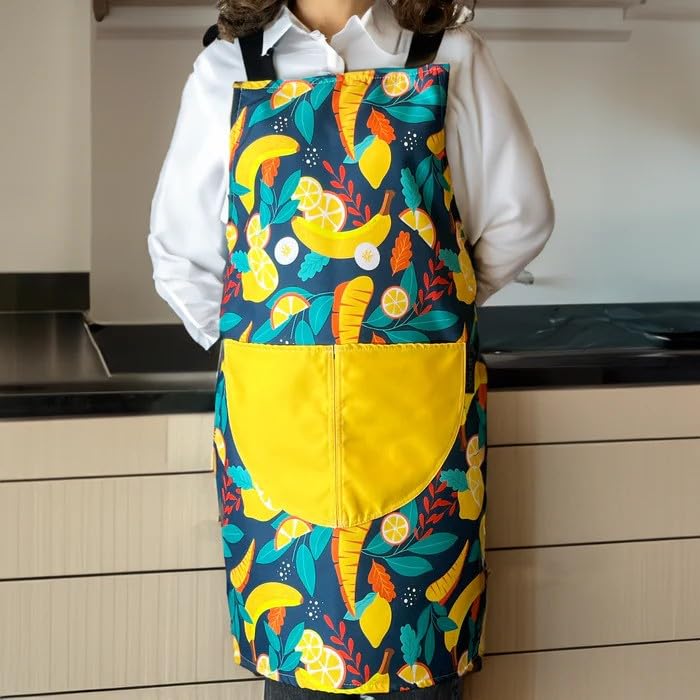 Apron, Cross-Back Design, Soft Cotton-Like Fabric, One Size, Lightweight Breathable Unisex with Front Pocket, for Cooking, and Daily Use