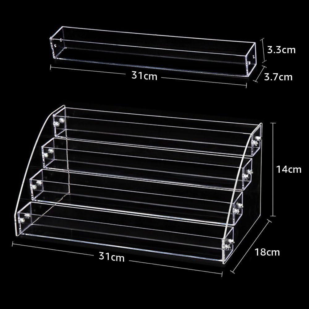Tier Tiered Acrylic Makeup Organizer, Wide Display Rack for Lipstick, Nail Polish, and Eyeshadow, Clear Countertop Stand for Essential Oils, Paints, and Retail Displays
