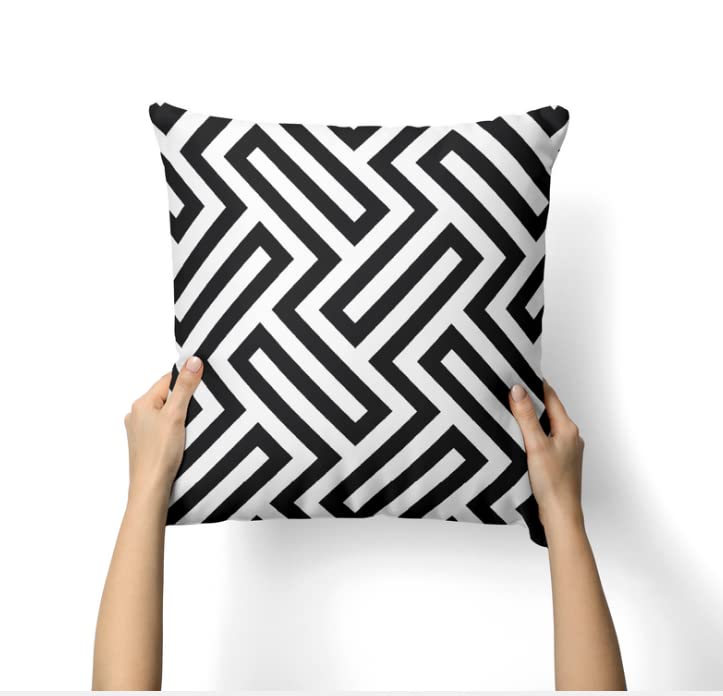 Canvas Cushion Cover in a classic Black & White design, 40x40 cm, a durable and timeless decorative pillow perfect for creating a modern, minimalist, or high-contrast look in any room