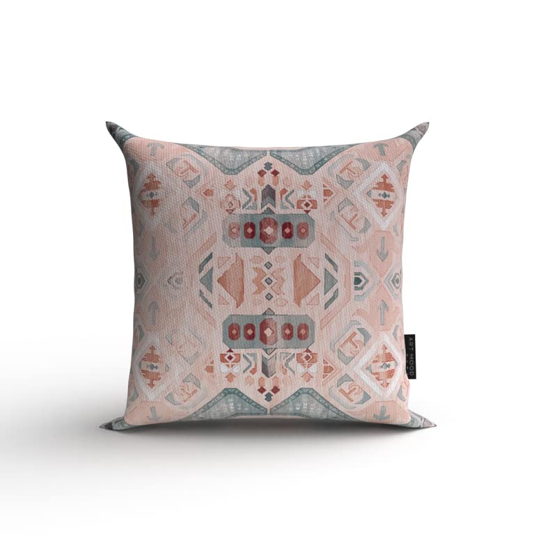 Bohos 5 Velvet Cushion Cover, a plush multicolor decorative pillow with an intricate bohemian design, 40x40 cm, adds a luxurious feel and a touch of artistic, eclectic style to your sofa