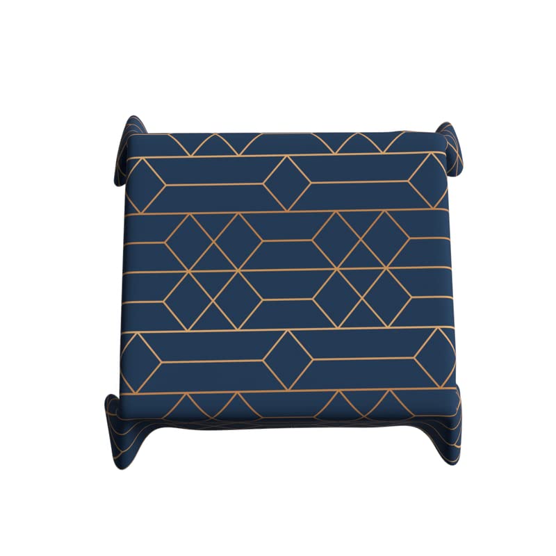 Tableau Waterproof Tablecloth in Blue & Gold, a 140x140 cm Square Table Cover made from Artistic Spillproof Polyester, an Elegant Stain-Resistant Protector for your Dining Table