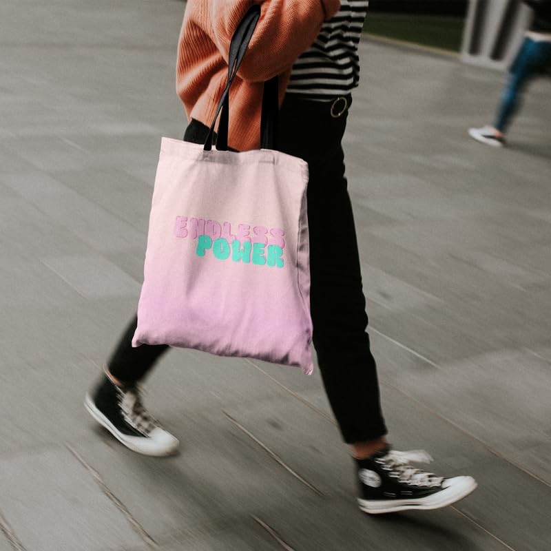 Canvas Endless Power Tote Bag, a Durable and Reusable Shopping Bag in Pink, 32x45 cm, an Inspirational and Stylish Carrier for Groceries, Books, Gym Gear, or Everyday Use