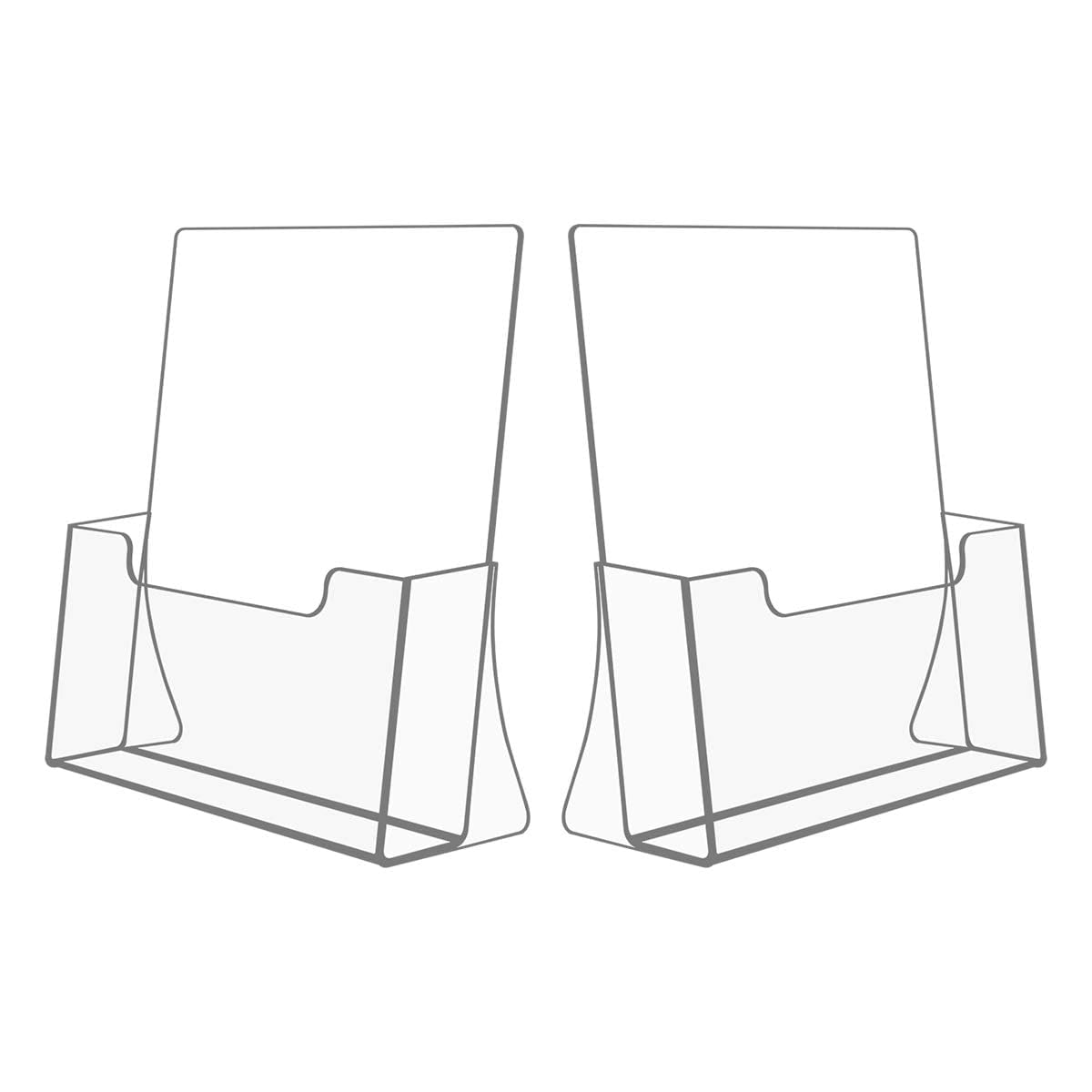 Acrylic Brochure Holder, 2-Pack Clear Literature Display Stand, 21.5 x 28 cm Countertop Organizer for Flyers, Magazines, Pamphlets, Booklets, Menus and Journals, for Office and Retail