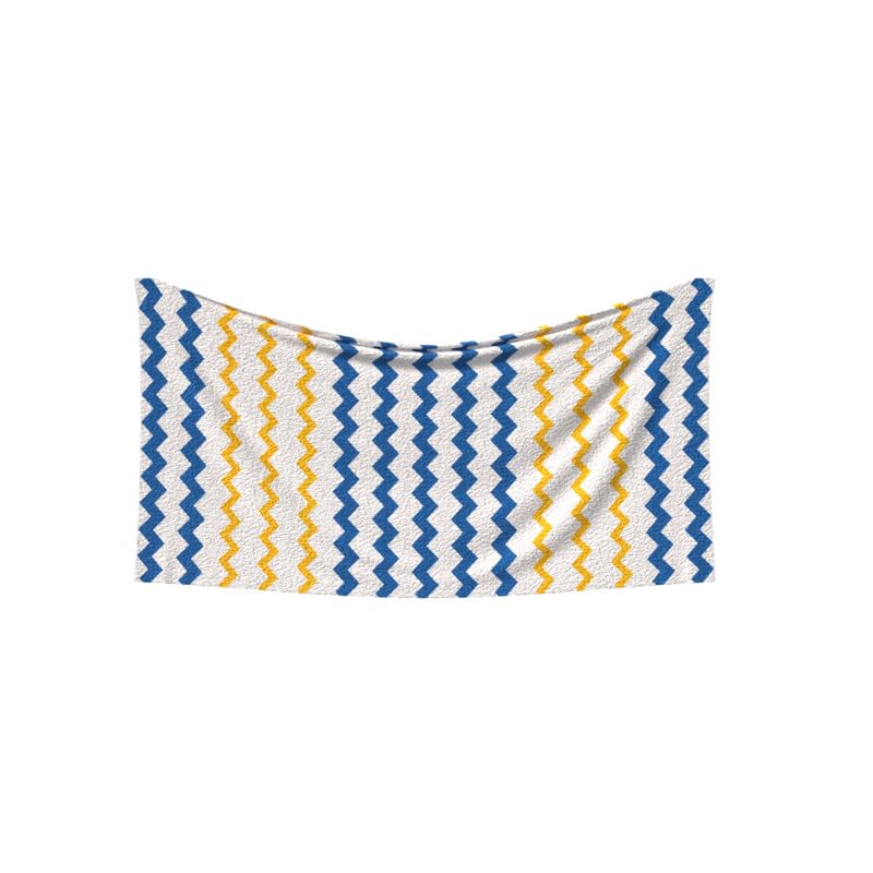 Zigzag Beach Towel, a Soft and Absorbent Towel for Adults and Kids, 70x140 cm, Blue, Yellow & White, a Quick-Drying and Sand-Resistant Towel for the Beach, Pool, or Travel