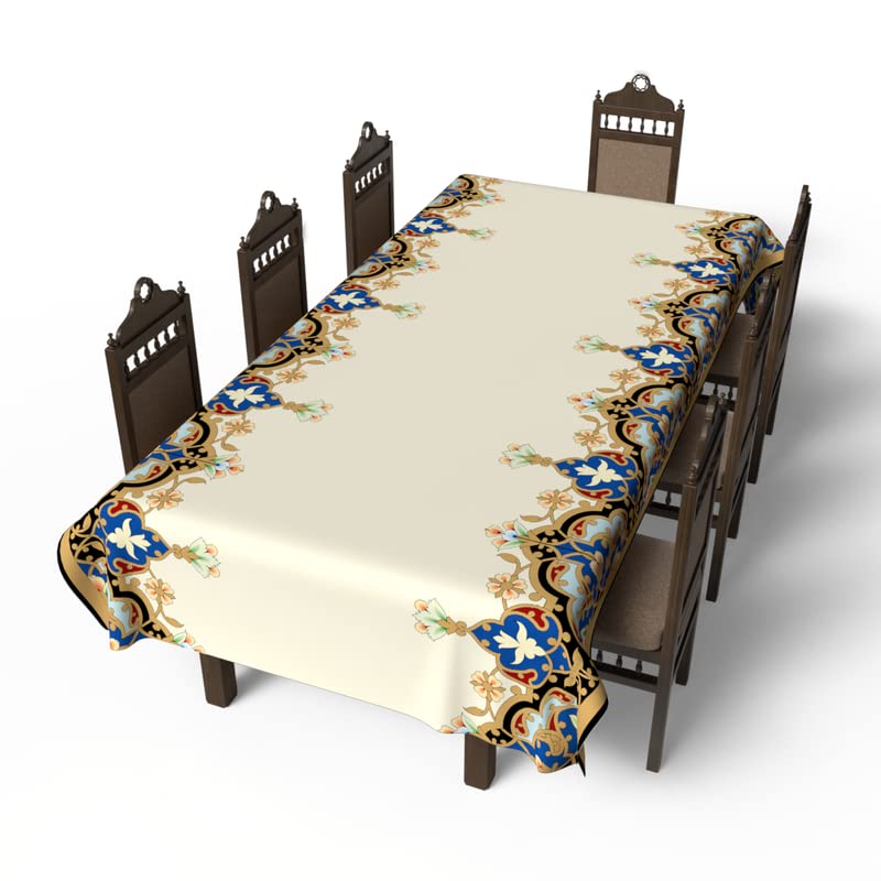 Islamic Unique Taj Waterproof Tablecloth, a Multicolor 140x300 cm Rectangular Table Cover of Spillproof Polyester, a Majestic and Durable Protector for Large Dining Tables and Events