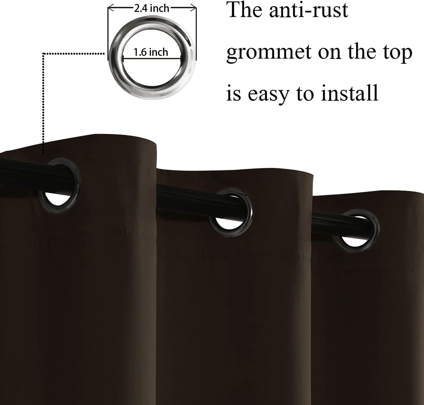 Blackout Curtains with Tiebacks - Thermal Insulated, Light Blocking and Noise Reducing Grommet Curtain Drapes for Bedroom and Living Room, Set of 2 Panels,