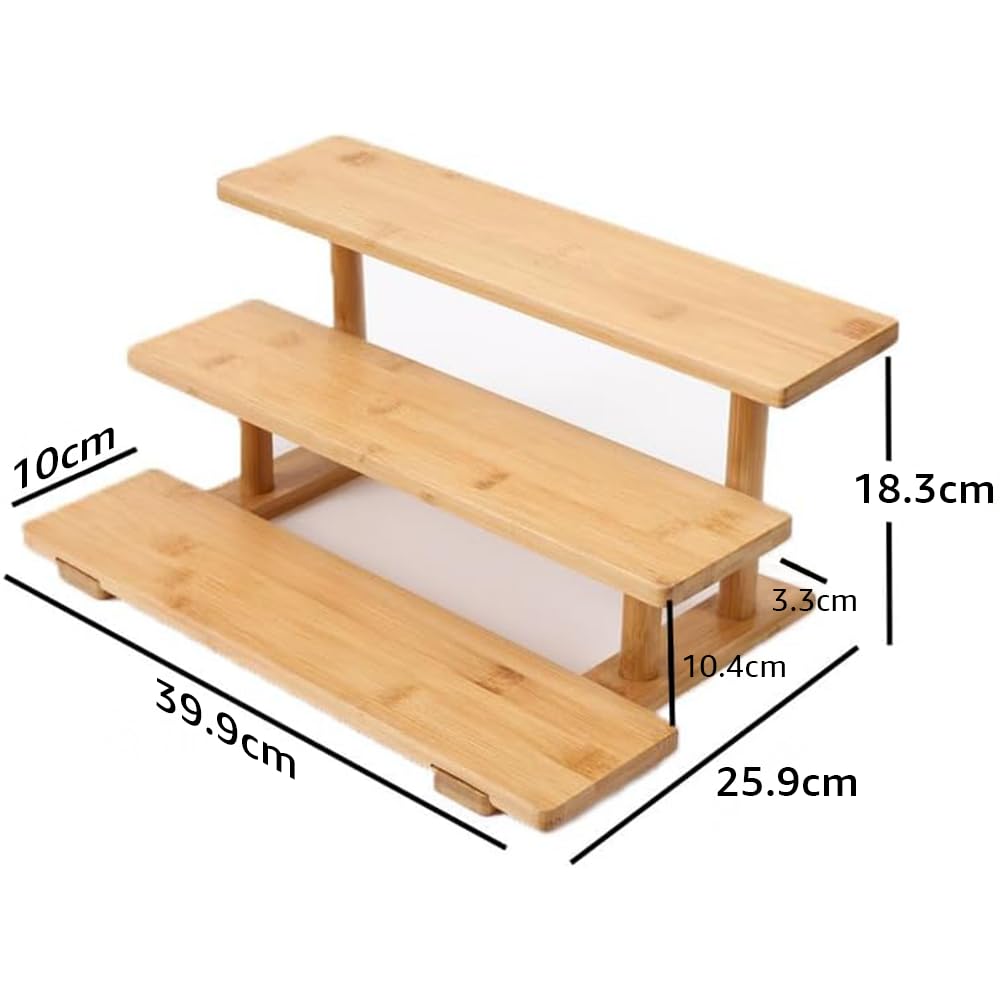 3-Tier Bamboo Countertop Organizer, Elegant Display Riser Stand for Perfume, Makeup, and Skincare, Versatile Shelf for Bathroom Vanity, Kitchen Spices, and Collectibles