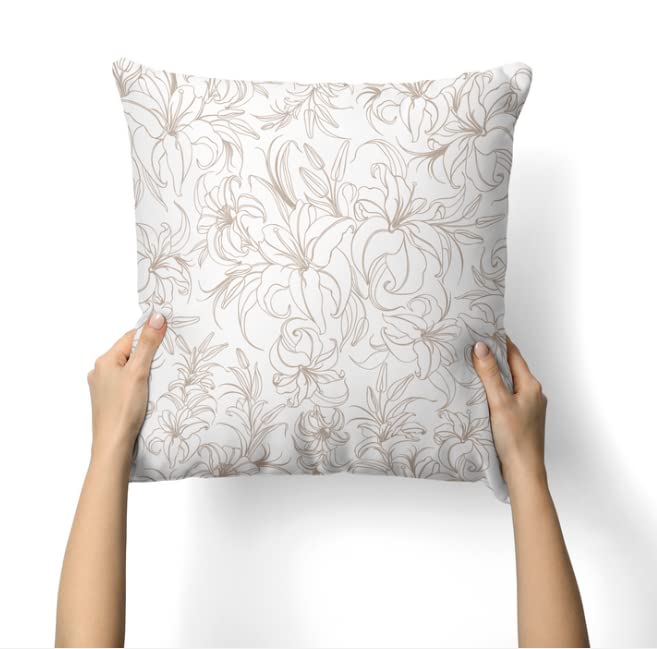 Velvet Jia Cushion Cover in Beige & White, 40x40 cm, a plush decorative pillow with a refined and tranquil pattern, offering a soft, luxurious accent for a calm and chic living space