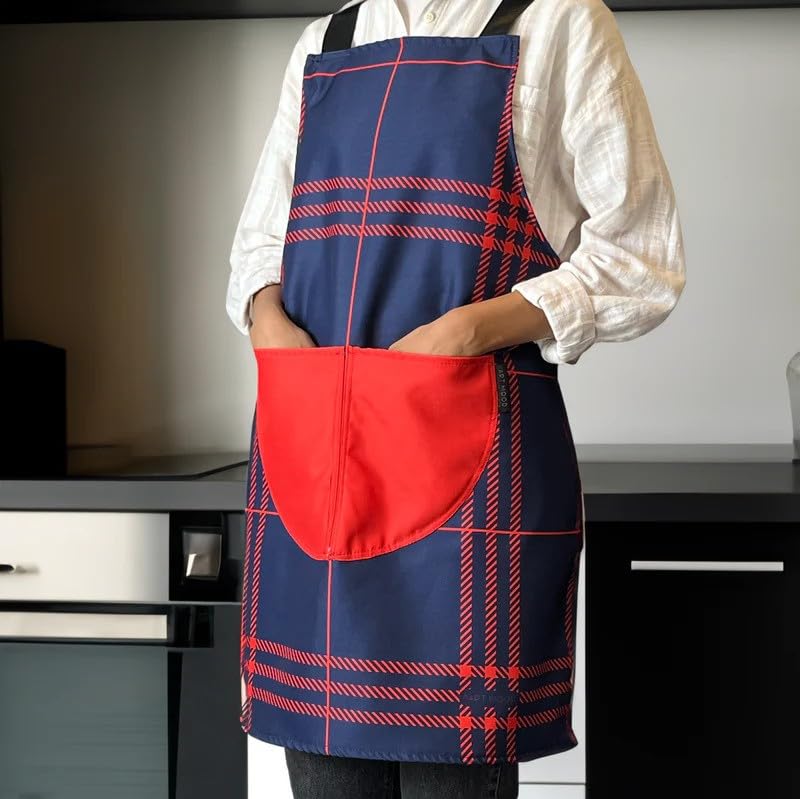 Apron, Cross-Back Design, Soft Cotton-Like Fabric, One Size, Lightweight Breathable Unisex with Front Pocket, for Cooking, and Daily Use