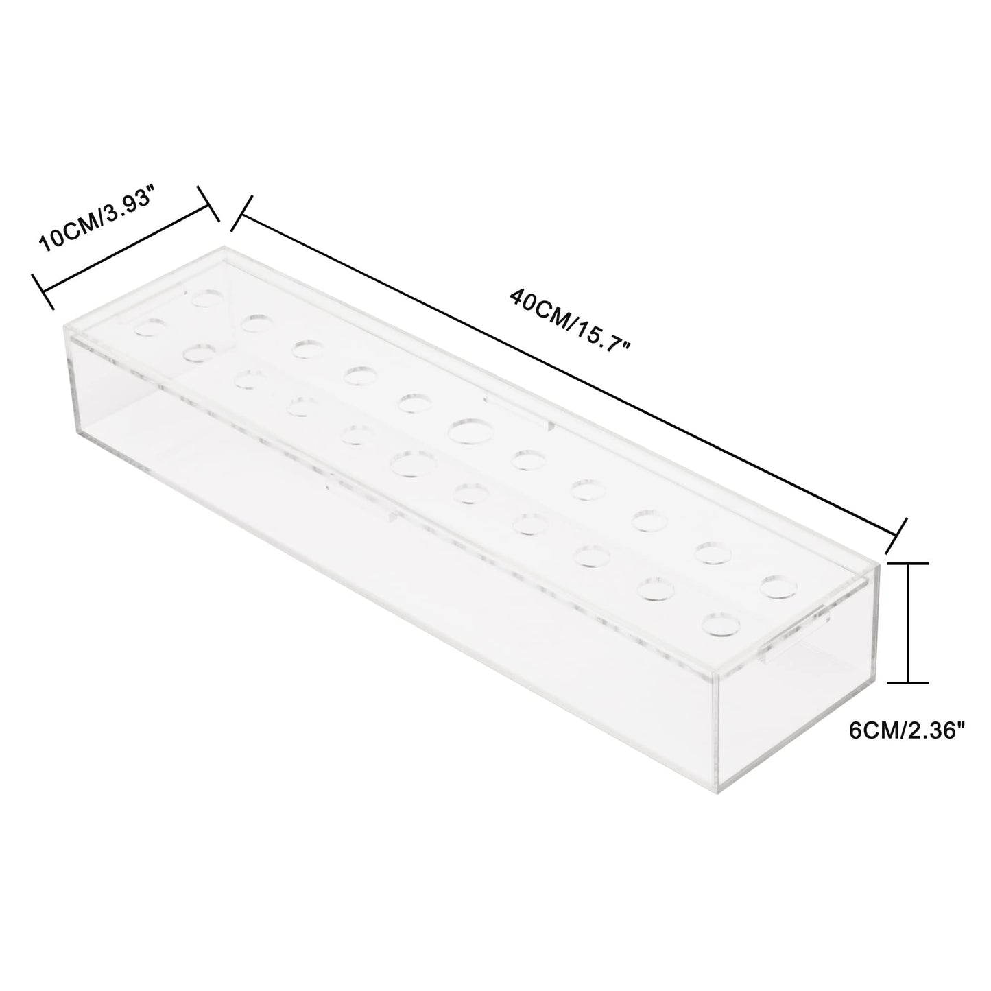 Long Rectangular Flower Vase, Clear Acrylic 40cm Centerpiece for Dining Table, Home Decoration, or Wedding Floral Arrangements, Modern Tabletop Vase for Living Room and Events, Clear