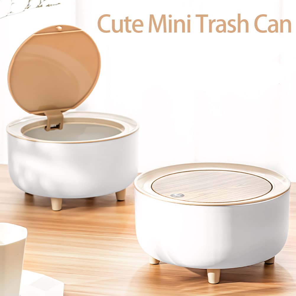 Storage Trash Can, Mini Plastic Waste Bin with Press Top Lid, Compact Design for Office, Kitchen, Under Desk, Multi-Purpose Waste Basket, Easy to Clean