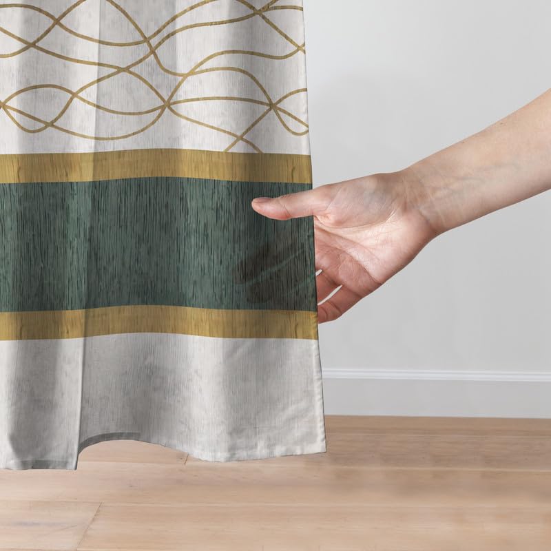 Modernistic Linen Curtain Panel - Crosswise Striped Sheer - Semi-Transparent - Steel Grommets - 1 Piece
