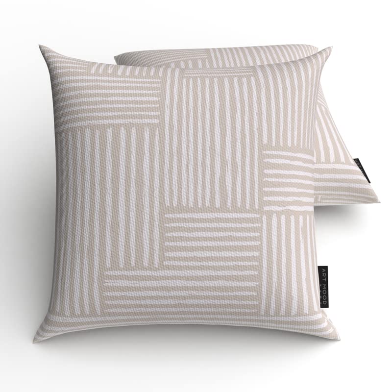 Hazel 1 Velvet Cushion Cover in Beige & White, a plush decorative pillow with a soft and welcoming modern pattern, 40x40 cm, adds a touch of cozy luxury to your favorite seating area