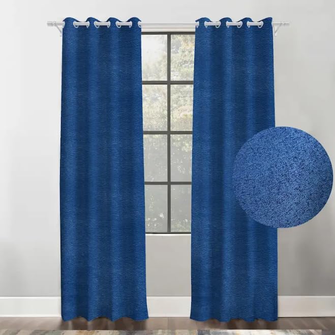 Faux Linen Textured Curtains Durable Fabric-Light Filtering Drapes for Living Rooms Reception and Bedroom - Steel Grommets - 2 Pieces