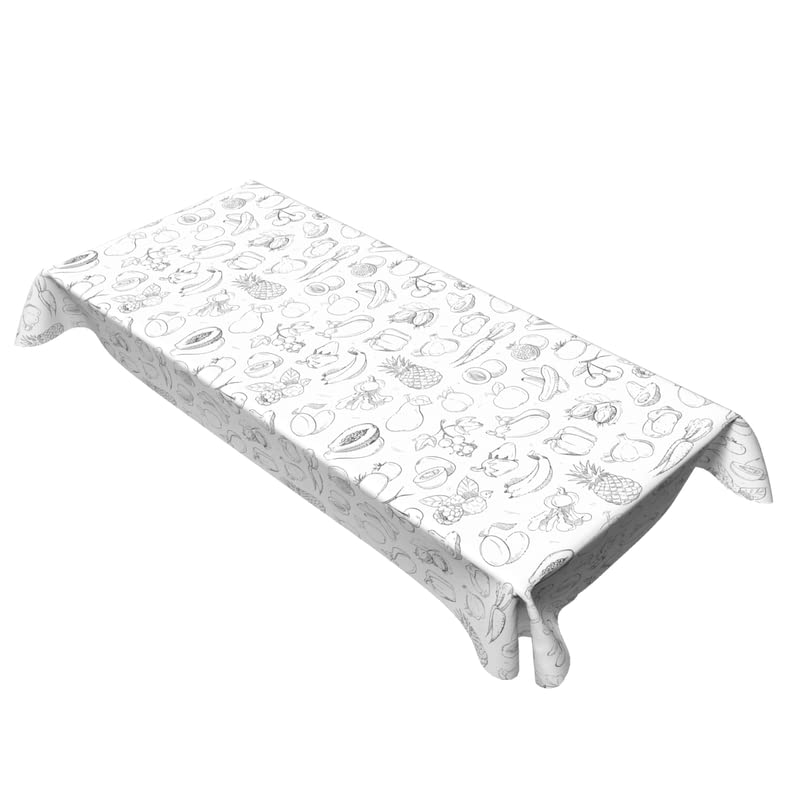 Coloring Canvas Junior Tablecloth, Water Repellent, Black & White, Multiple Designs & Sizes