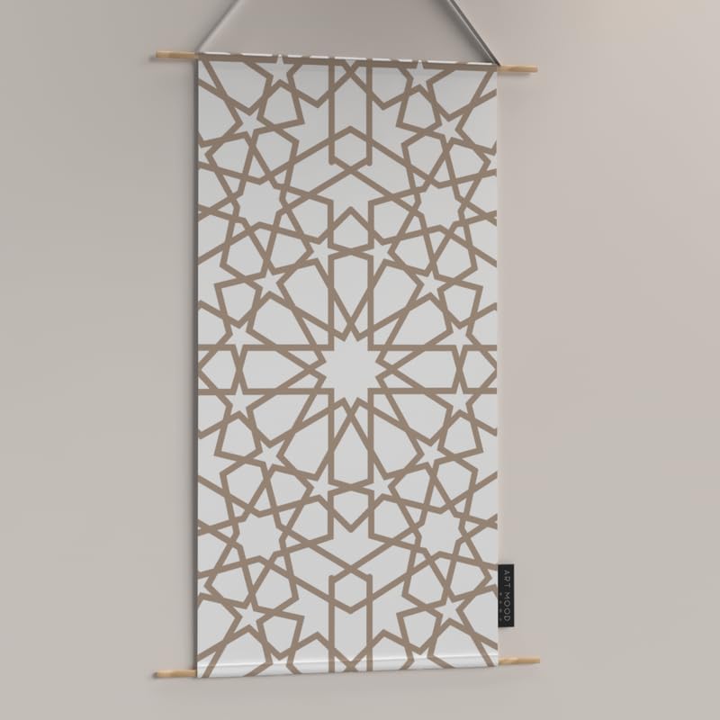 Ramadan's Unique Nova Velvet Fabric Posters Set, a Wall Art Decor Kit for Festive Home Decor, Beige & White, a Celestial-Inspired Islamic Design for Living Room or Bedroom