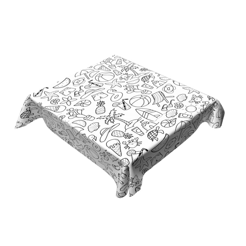 Coloring Canvas Junior Tablecloth, Water Repellent, Black & White, Multiple Designs & Sizes