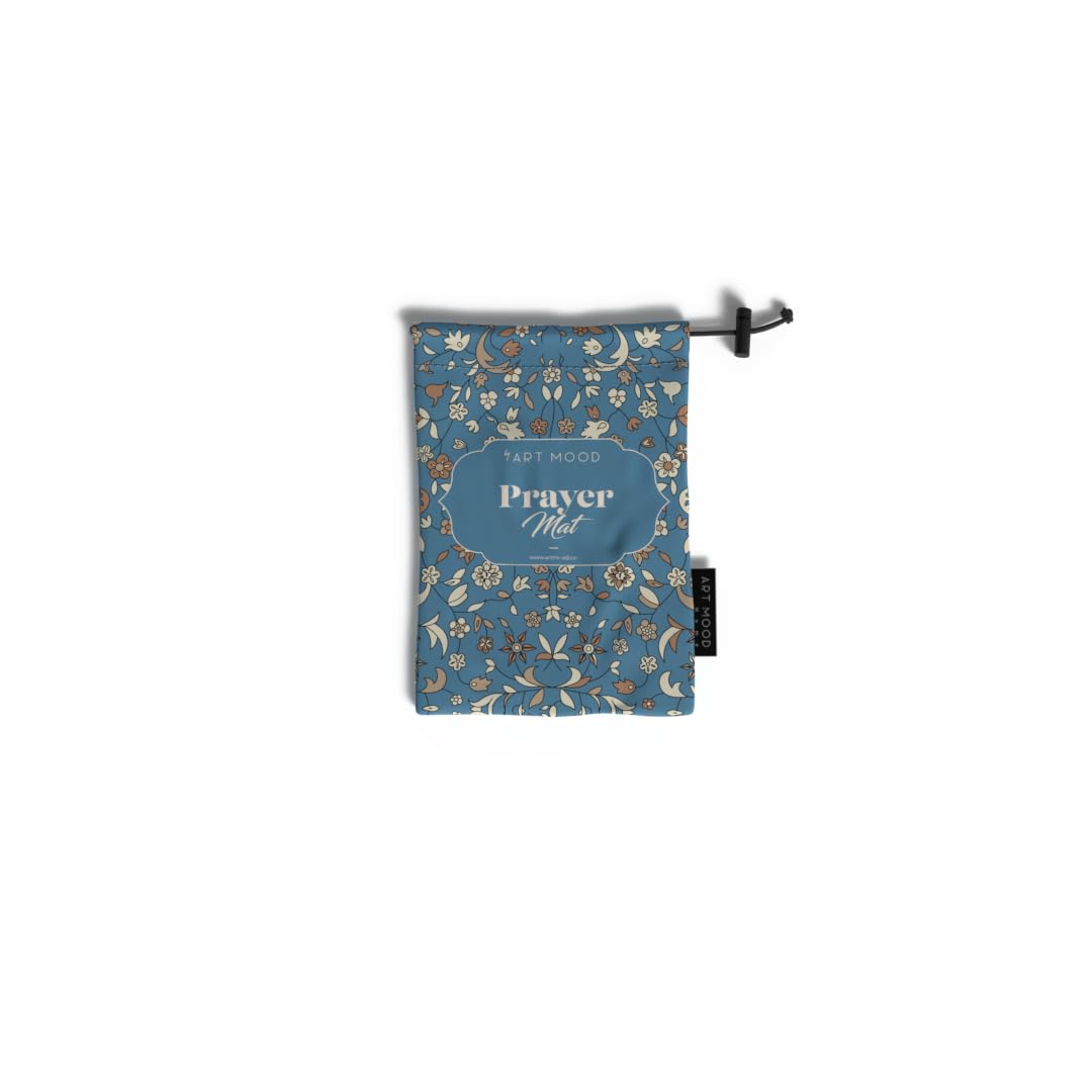Al-Rawda Portable Prayer Mat, a Waterproof and Lightweight Travel Rug that folds to a Compact Pocket Size, Blue, an Easy to Carry Janamaz for Daily Prayers at Work, Outdoors, or Travel