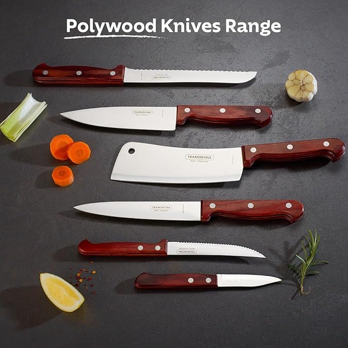 Steak Knife with Wood Handle, 5-Inch Length, Red