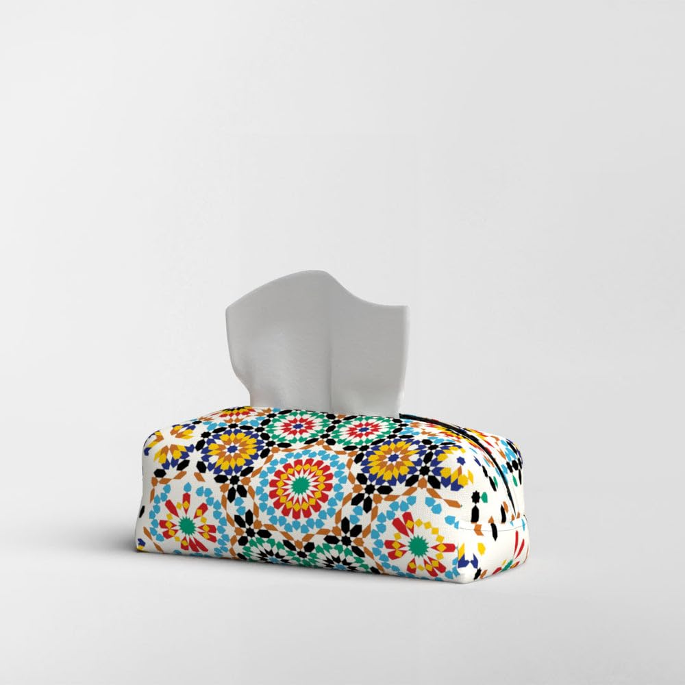 Fabric Tissue Box Cover Premium Fabric Tissue Holder With Leather Layer Inside for Home, Office, and Car Durable and Elegant Tissue Dispenser for Standard Tissue Boxes