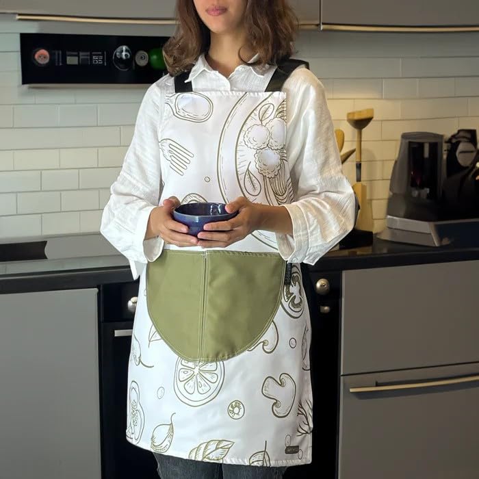 Apron, Cross-Back Design, Soft Cotton-Like Fabric, One Size, Lightweight Breathable Unisex with Front Pocket, for Cooking, and Daily Use