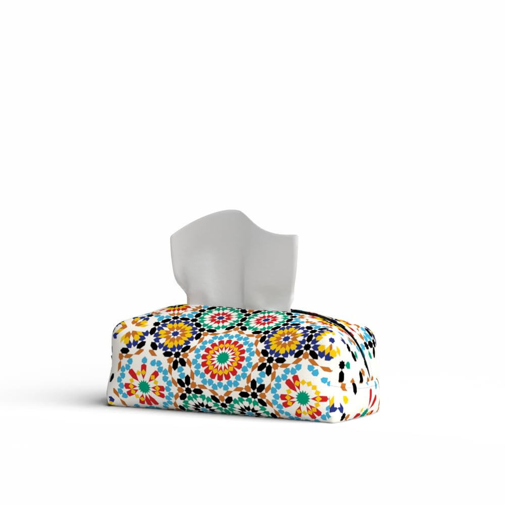 Fabric Tissue Box Cover Premium Fabric Tissue Holder With Leather Layer Inside for Home, Office, and Car Durable and Elegant Tissue Dispenser for Standard Tissue Boxes