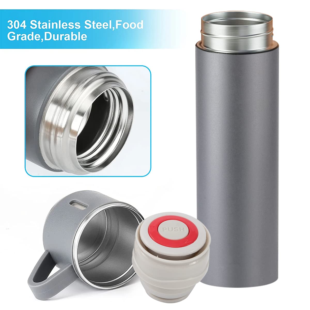 Coffee Thermos Stainless Steel Vacuum-Insulated Water Bottle, 500ml, Double-Wall Thermal Flask, Hot and Cold Beverage Container, Ideal for Travel and Office Use