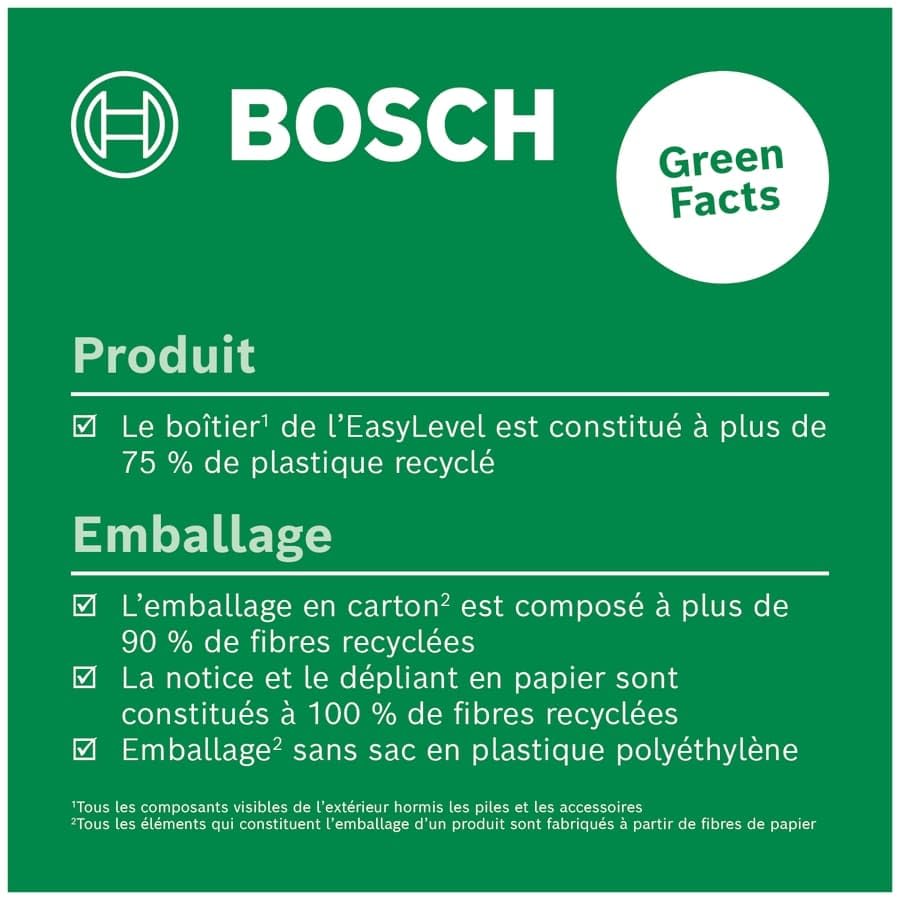 Bosch laser spirit level EasyLevel with wall mount (laser line for flexible alignment on walls and laser point for easy height transfer, in E-Commerce cardboard box)