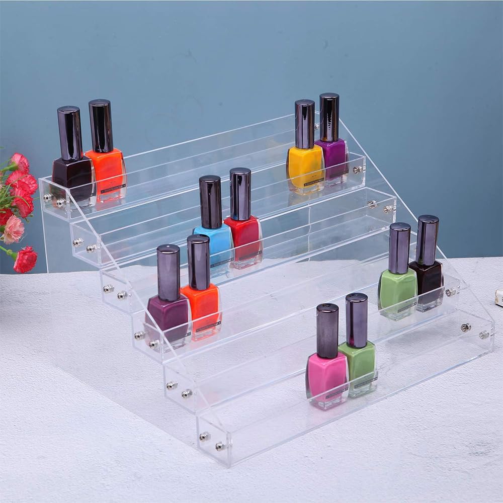 6-Tier Clear Acrylic Display Stand for Nail Polish and Paint Bottles, Tiered Tabletop Rack and Organizer for Essential Oils, Inks, and Cosmetics, Professional and Elegant Storage Holder