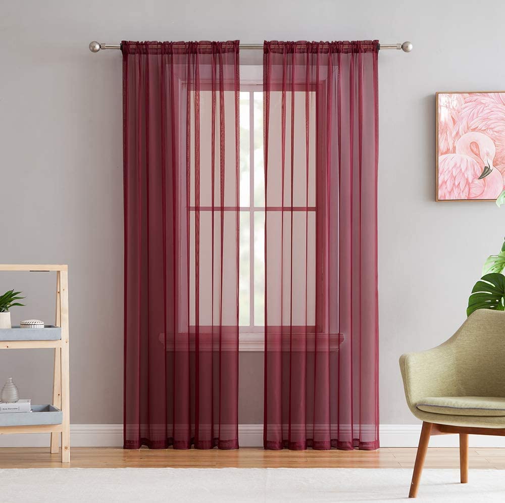 Elegant Voile Chiffon Curtains - Rod Pocket Design - Luxury Soft Fabric 1 Panel
