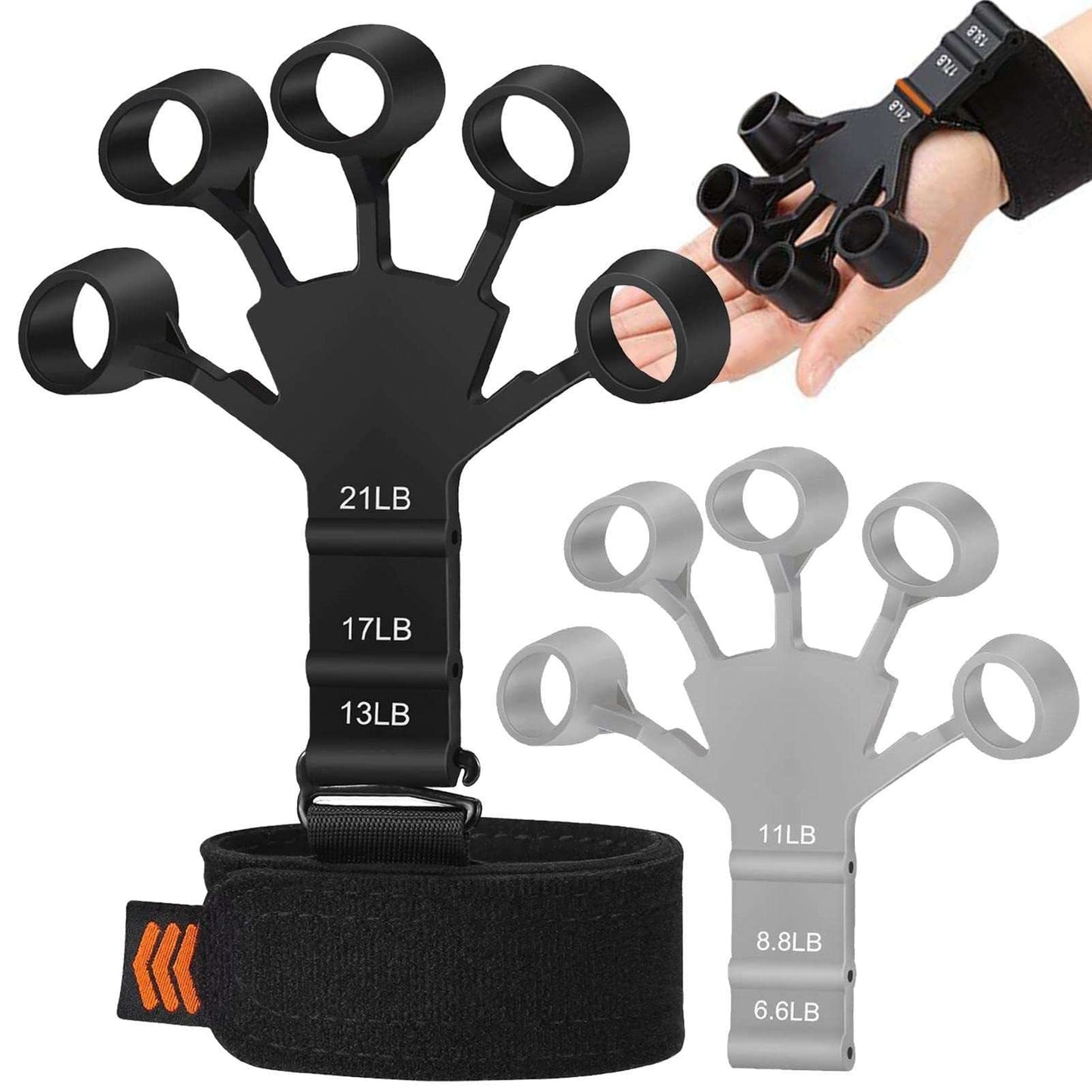 2 PCS Hand grip enhancer: adjustable finger exerciser and finger stretcher; rock climbing grip strength trainer to relieve arthritis 2023 New Finger Flexion Extension Training (BLACK)