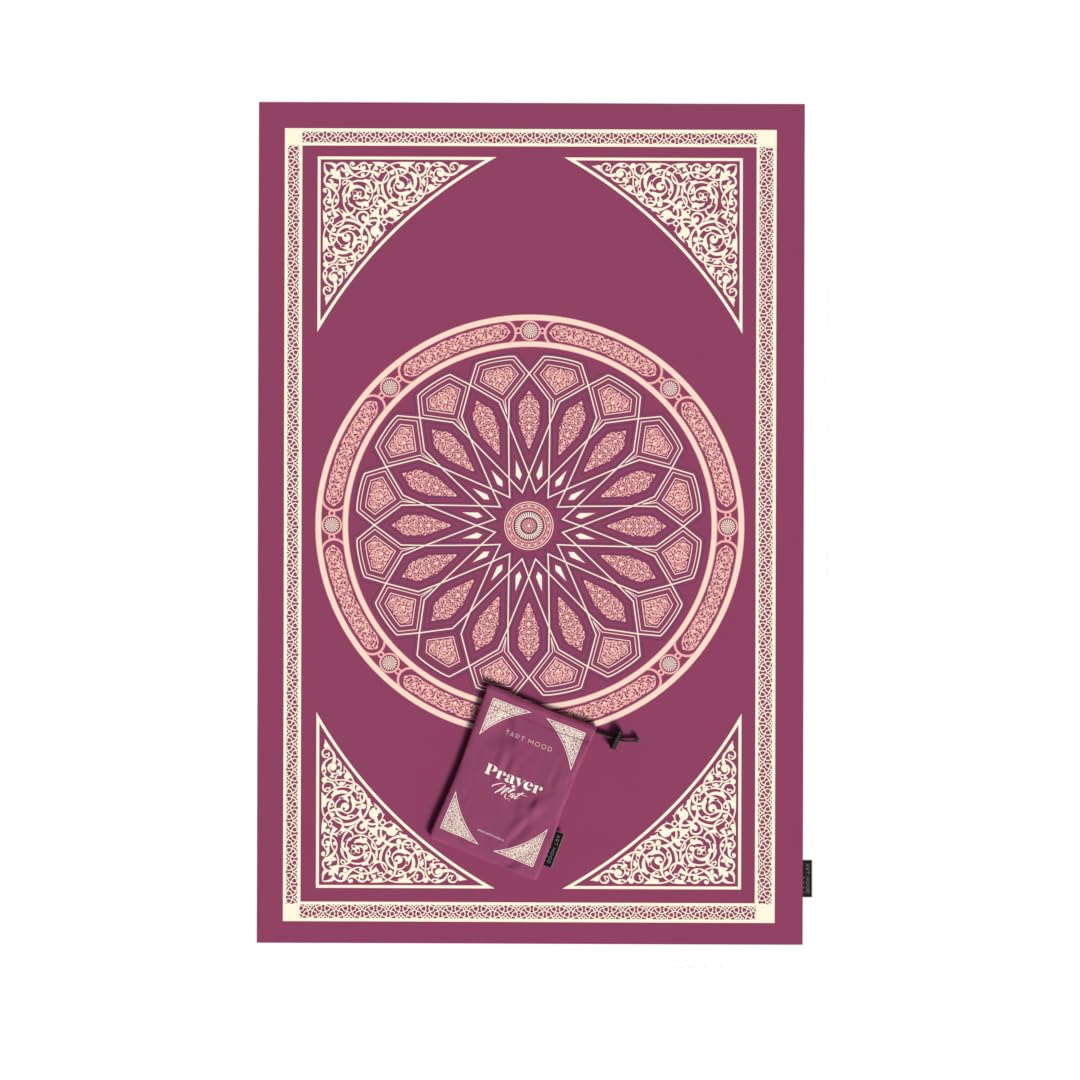 Al-Qubba Portable Prayer Mat, a Waterproof and Lightweight Travel Rug, Compact and Foldable to Pocket Size, Purple, a perfect Janamaz for Muslim Prayer (Salah) anytime, anywhere