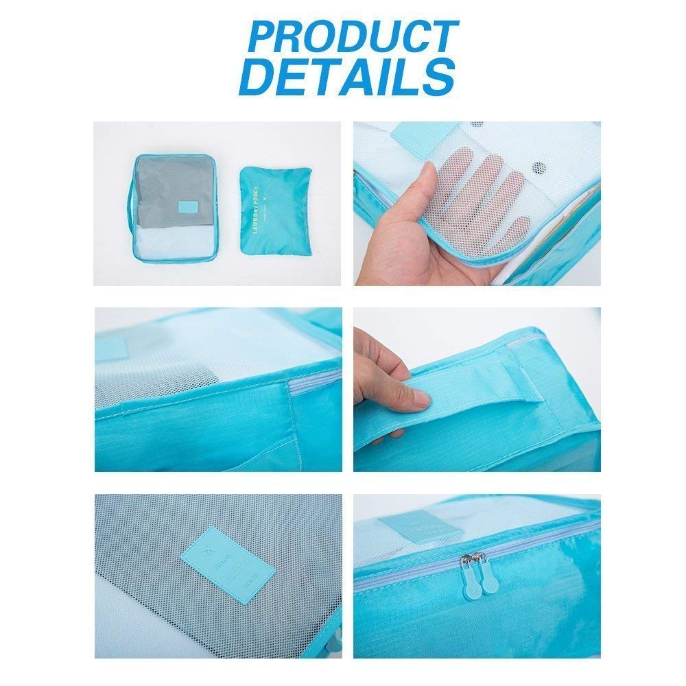 Styleys 6-in-1 Travel Organizer Packing Cubes (Dark Pink)