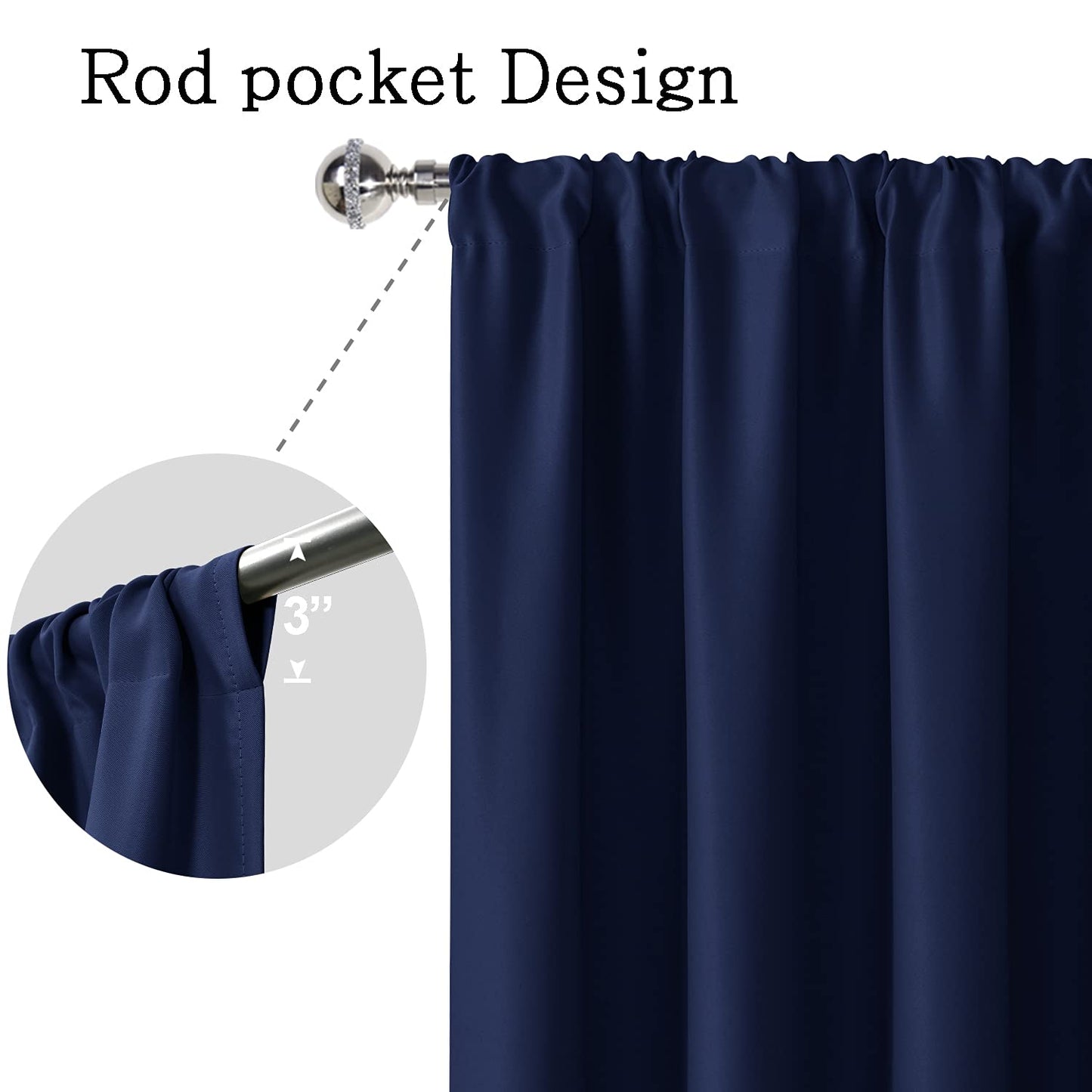 Blackout Curtains for Bedroom - Thermal Insulated Room Darkening Noise Reducing- cover pocket design - 1 panel with tie-pack