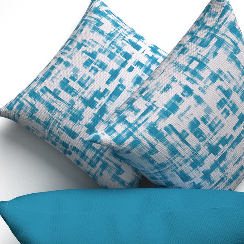 Izzy Set Velvet Cushion Cover in Turquoise & White, a plush decorative pillow with a chic and refreshing pattern, 40x40 cm, combines luxurious softness with a vibrant, coastal-inspired vibe