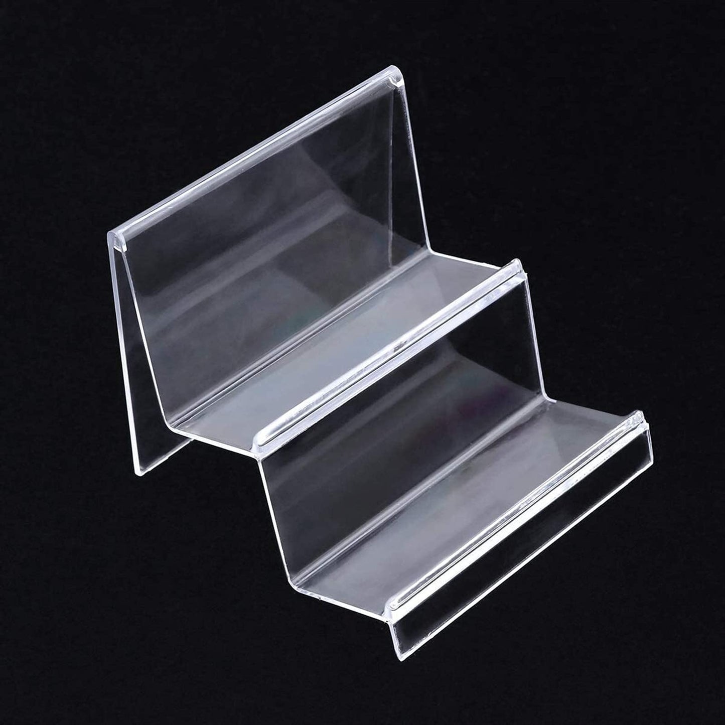 Clear Acrylic Desktop Wallet Storage Rack and Display Stand, Tiered Shelf and Purse Organizer for Handbags and Clutches, Durable and Decorative Holder for Retail and Home Use