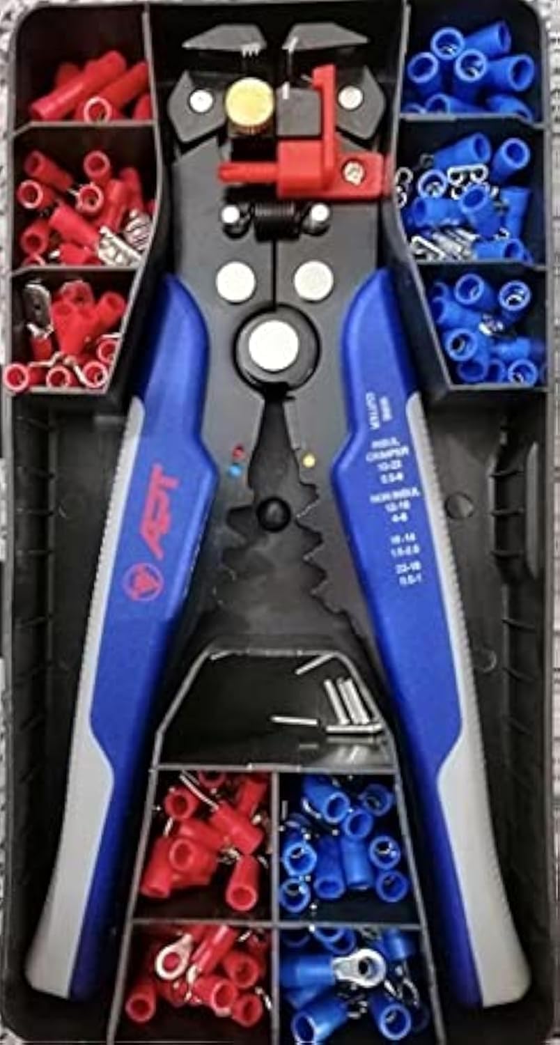 APT Automatic Wire Stripper and Wire Crimp with 8 Inch Electric Kit (260 Pieces)