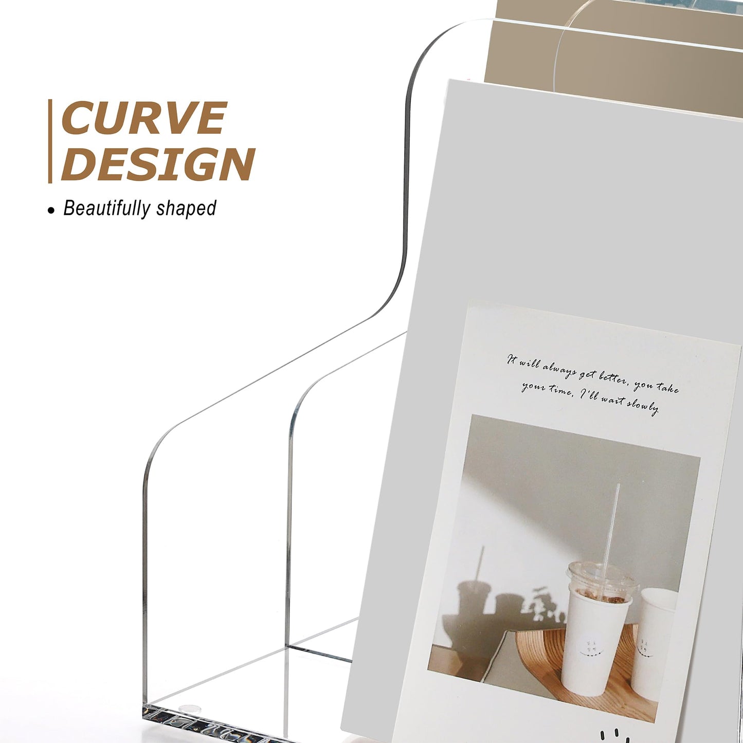 Clear Acrylic Magazine Holder, 3-Slot Desktop File Sorter Organizer Rack for Office Desk Accessories and Storage Stand