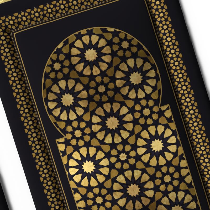 Padded Prayer Rug for Kids in premium Gold and Black velvet, 57x95 cm, a soft and comfortable mat with a timeless design, perfect for making a child's prayer time special