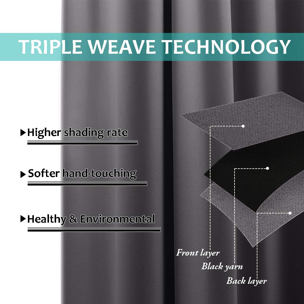 100% Blackout curtains - thermal insulated blackout fabric - two layers fully darkness curtain