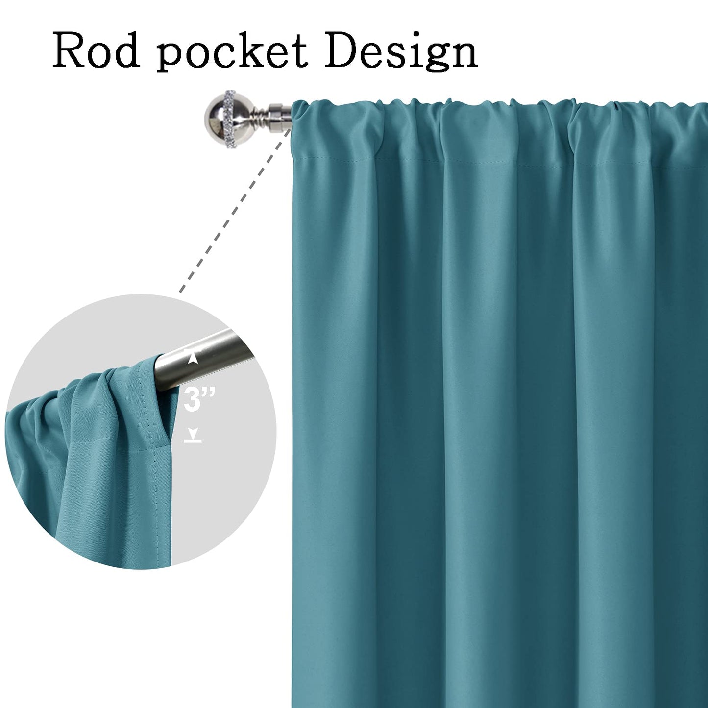 Blackout Curtains for Bedroom - Thermal Insulated Room Darkening Noise Reducing- cover pocket design - 1 panel with tie-pack