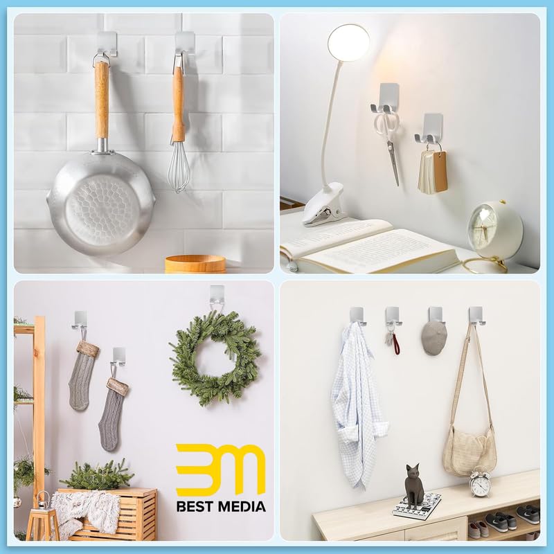 Clear Acrylic Adhesive Razor Holder Hooks 2 Pack, Waterproof His and Hers Shower Wall Organizer, Modern, For Bathroom and Bathtub Organization