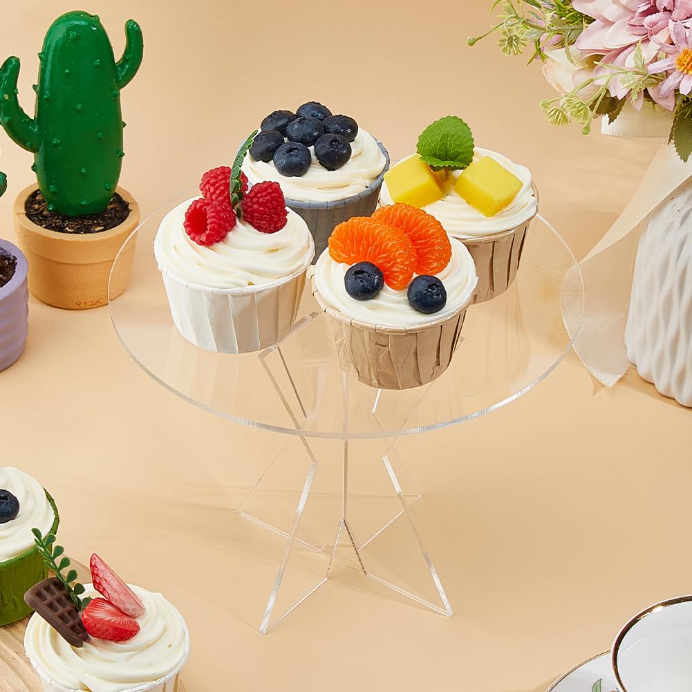 Acrylic Cake Display Stand Set, Clear Round Food Riser, 20cm x 8cm Cupcake Holder for Dessert Table, Transparent Pastry Stand for Parties Wedding Buffet Candy Display