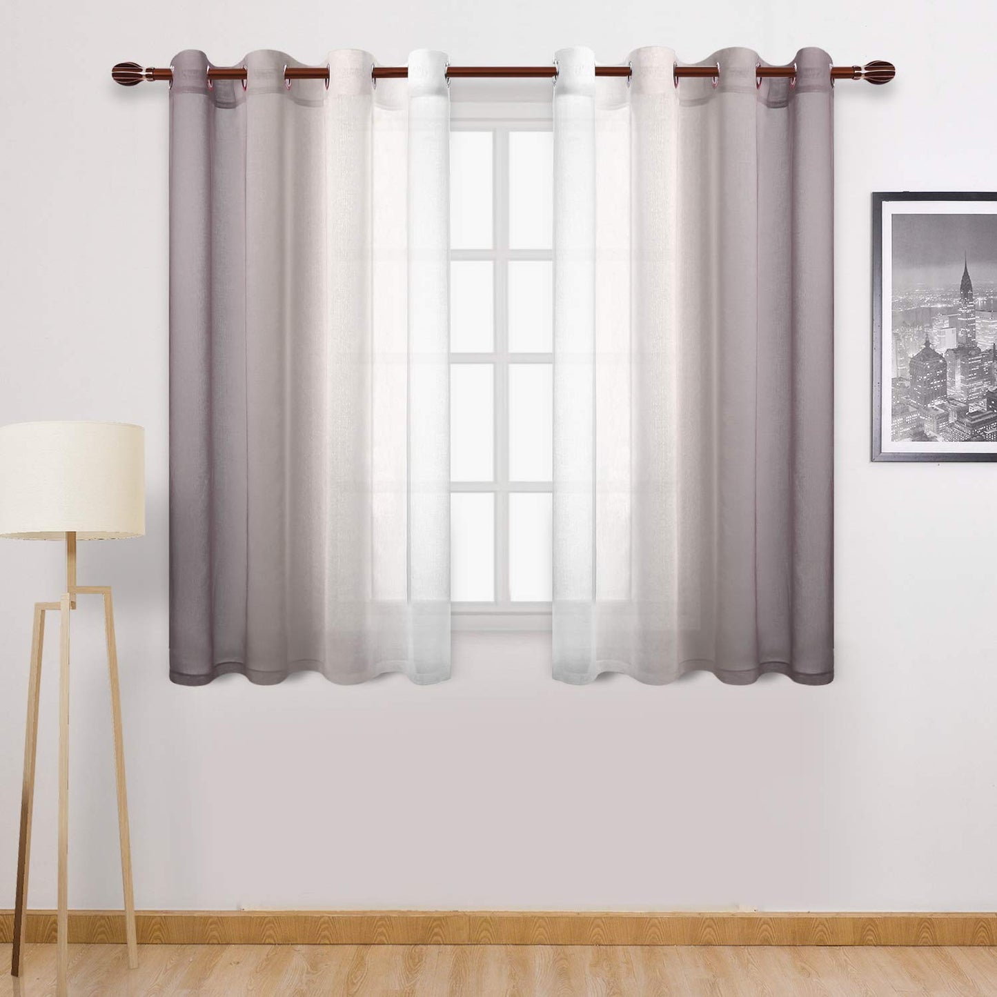 Modern Design Voile chiffon Curtains - Gradient colours- steel Grommets - 2 pieces - for living rooms and bedrooms